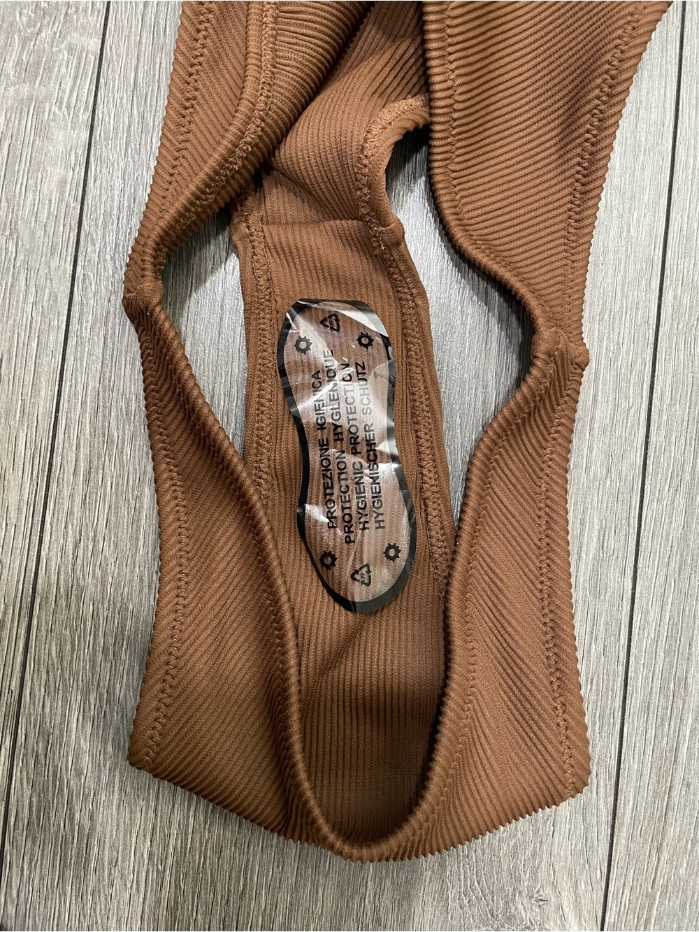 NWOT HONEY SWIMWEAR Ribbed Bikini in Cocoa Size Small - Picture 2 of 3